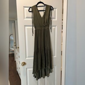 Banana Republic forest green asymmetrical high-low midi dress